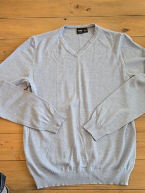 BOSS Light Blue Men's V-Neck Sweater